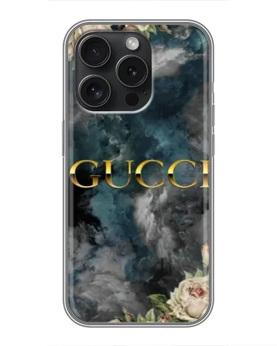 Чехол для iPhone 16 Pro с картинкой «Абстрактные цветы Gucci»