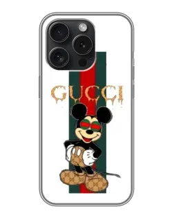 Чохол для iPhone 16 Pro з картинкою «Міккі Маус Gucci — смуги»