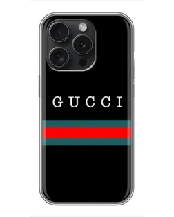 Чохол для iPhone 16 Pro з картинкою «Gucci — червоний пояс»