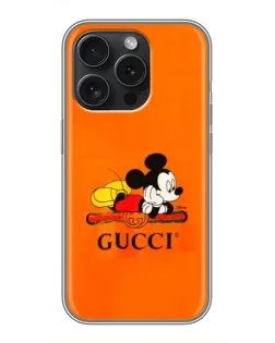 Чохол для iPhone 16 Pro з картинкою «Міккі Маус Gucci — помаранч»