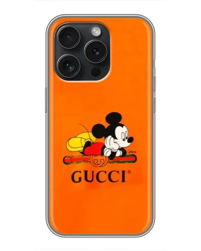 Чохол для iPhone 16 Pro з картинкою «Міккі Маус Gucci — помаранч»