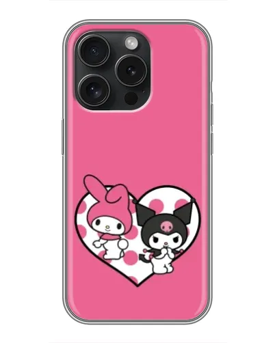 Чохол для iPhone 16 Pro з картинкою «Kuromi та My Melody» Чохол для iPhone 16 Pro з картинкою «Kuromi та My Melody»