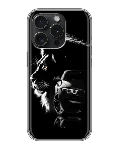Чохол для iPhone 16 Pro з картинкою «BMW та лев»