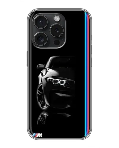 Чохол для iPhone 16 Pro з картинкою «Силует BMW в темряві»