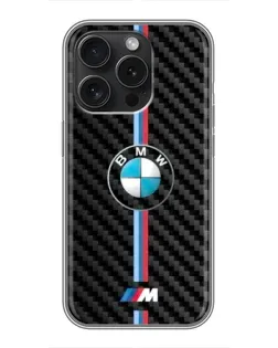 Чохол для iPhone 16 Pro з картинкою «Емблема BMW та карбон»