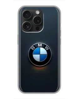 Чохол для iPhone 16 Pro з картинкою «Логотип BMW — мінімалізм»