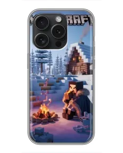 Чохол для iPhone 16 Pro з картинкою «Зимовий Minecraft»