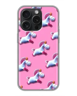 Чохол для iPhone 16 Pro з картинкою «Єдинороги на рожевому»