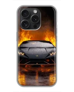 Чохол для iPhone 16 Pro з картинкою «Lamborghini у вогні»