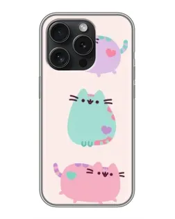 Чохол для iPhone 16 Pro з картинкою «Pusheen тріо»