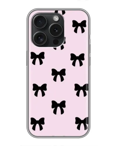 Чохол для iPhone 16 Pro з картинкою «Чорні банти Coquette»