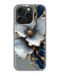 Чохол для iPhone 16 Pro з картинкою «Біла квітка та золотий флюїд» Чохол для iPhone 16 Pro з картинкою «Біла квітка та золотий флюїд»