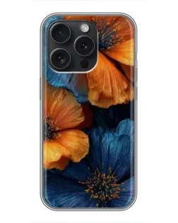 Чохол для iPhone 16 Pro з картинкою «Яскрава синьо-помаранчева флора» Чохол для iPhone 16 Pro з картинкою «Яскрава синьо-помаранчева флора»