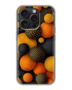 Чохол для iPhone 16 Pro з картинкою «Об'ємні помаранчеві сфери»