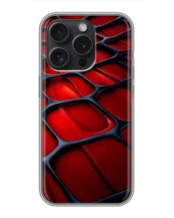 Чохол для iPhone 16 Pro з картинкою «Червона глянцева сітка»