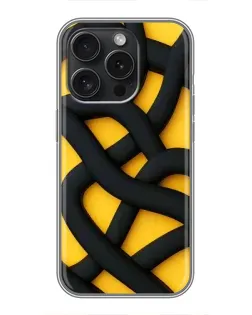 Чохол для iPhone 16 Pro з картинкою «Чорне жовте переплетення»