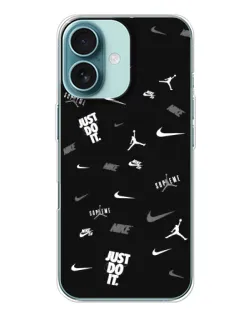 Чохол для iPhone 16 з картинкою «Nike Black Pattern»