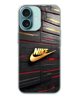 Чохол для iPhone 16 з картинкою «Золотий Nike на металі»