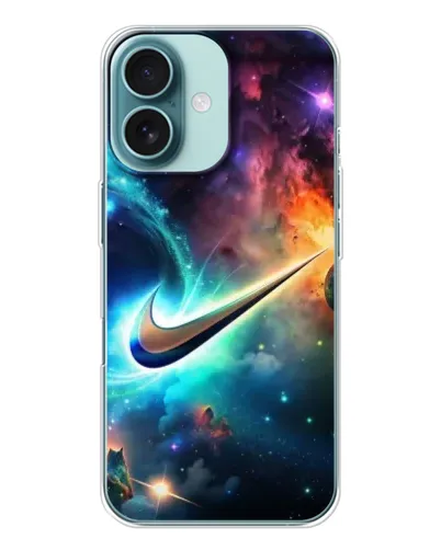 Чохол для iPhone 16 з картинкою «Космічний Nike Swoosh»