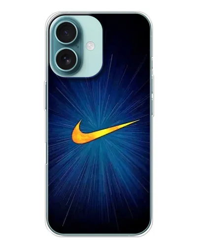 Чехол для iPhone 16 с картинкой «Синий пульс Nike» Чехол для iPhone 16 с картинкой «Синий пульс Nike»