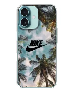 Чехол для iPhone 16 с картинкой «Тропический принт Nike»