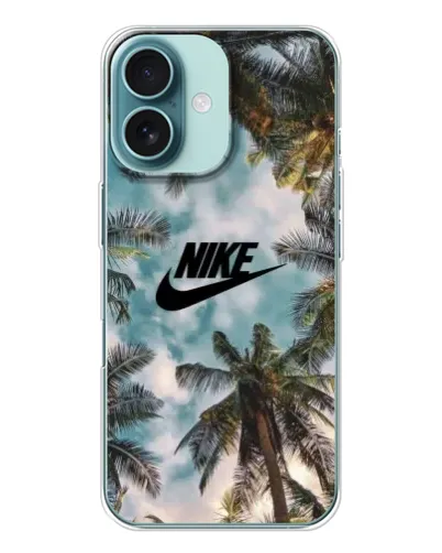 Чехол для iPhone 16 с картинкой «Тропический принт Nike» Чехол для iPhone 16 с картинкой «Тропический принт Nike»