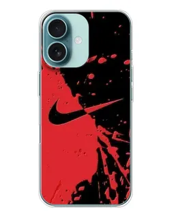 Чехол для iPhone 16 с картинкой «Красные брызги Nike»