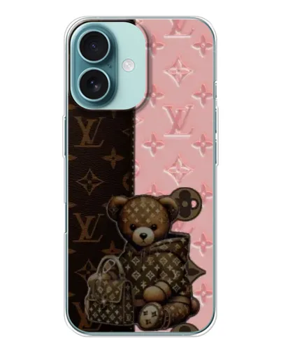 Чохол для iPhone 16 з картинкою «Ведмедик у стилі LV»