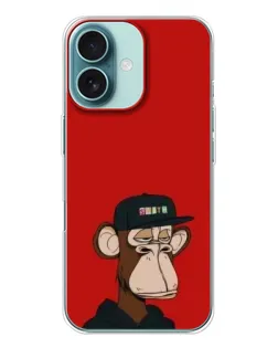 Чохол для iPhone 16 з картинкою «Bored Ape — червоний фон»