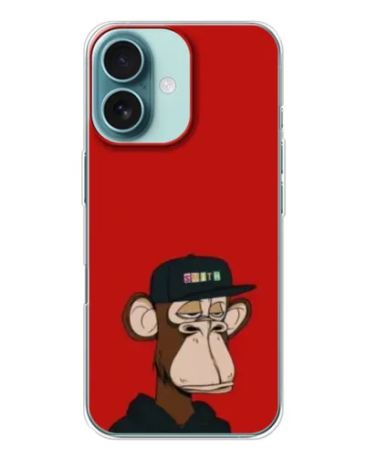 Чохол для iPhone 16 з картинкою «Bored Ape — червоний фон»