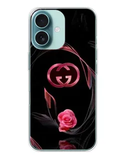 Чохол для iPhone 16 з картинкою «Gucci — неонова троянда»