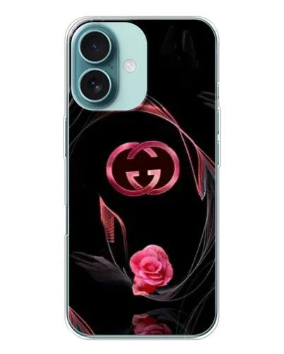 Чохол для iPhone 16 з картинкою «Gucci — неонова троянда»