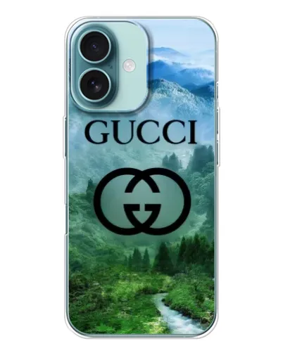Чохол для iPhone 16 з картинкою «Gucci — гірський пейзаж»