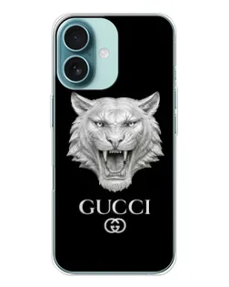 Чохол для iPhone 16 з картинкою «Gucci — срібний лев»