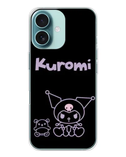 Чохол для iPhone 16 з картинкою «Kuromi — чорний мінімалізм»