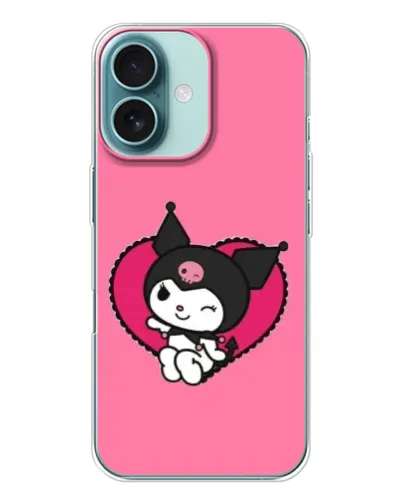 Чохол для iPhone 16 з картинкою «Kuromi — любов у серці»