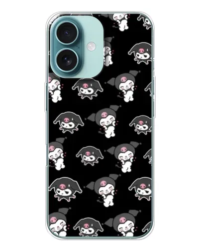 Чохол для iPhone 16 з картинкою «Чорний паттерн Kuromi»