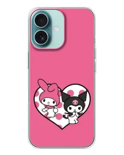 Чохол для iPhone 16 з картинкою «Kuromi та My Melody» Чохол для iPhone 16 з картинкою «Kuromi та My Melody»