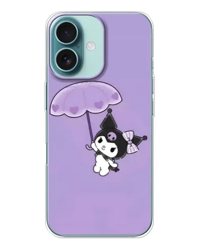 Чохол для iPhone 16 з картинкою «Kuromi з парасолькою»