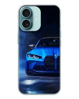 Чохол для iPhone 16 з картинкою «Блакитна BMW M4»