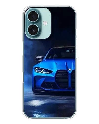 Чохол для iPhone 16 з картинкою «Блакитна BMW M4»