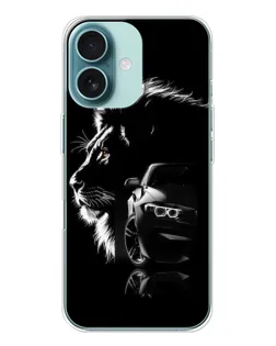 Чохол для iPhone 16 з картинкою «BMW та лев»