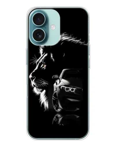 Чохол для iPhone 16 з картинкою «BMW та лев»
