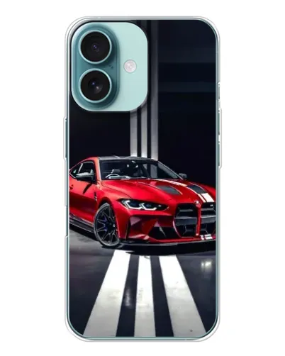 Чохол для iPhone 16 з картинкою «Червона BMW на дорозі»