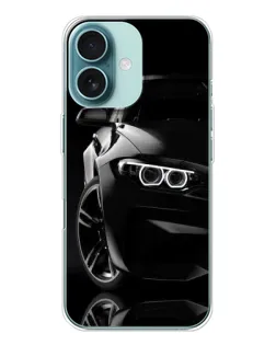 Чехол для iPhone 16 с картинкой «Черная BMW — профиль» Чехол для iPhone 16 с картинкой «Черная BMW — профиль»