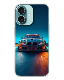 Чехол для iPhone 16 с картинкой «BMW — огни неона» Чехол для iPhone 16 с картинкой «BMW — огни неона»