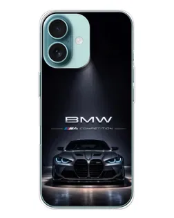 Чехол для iPhone 16 с картинкой «BMW сквозь ночной город» Чехол для iPhone 16 с картинкой «BMW сквозь ночной город»