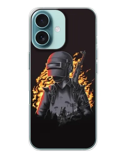 Чохол для iPhone 16 з картинкою «PUBG — вогняний силует»