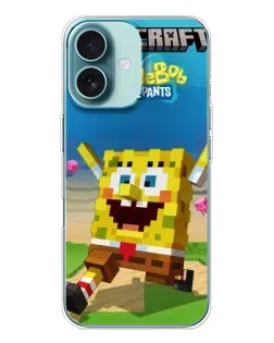 Чохол для iPhone 16 з картинкою «Губка Боб Minecraft»