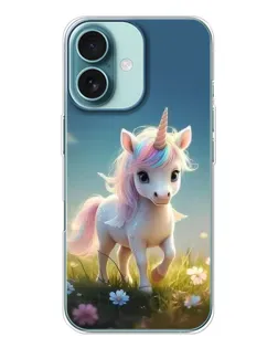 Чохол для iPhone 16 з картинкою «Єдиноріг на галявині»